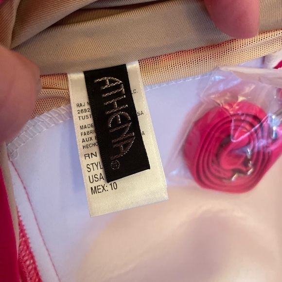 Athena Women's Solid Twist Bandeau One-Piece In Rose - Picture 11 of 12